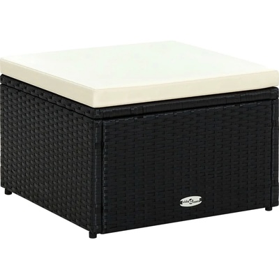vidaXL Табуретка за крака - отоманка, от полиратан, 53x53x30 cм, черен (42671)