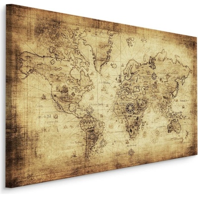MyBestHome BOX Plátno Stará Vintage Mapa Světa Varianta: 100x70