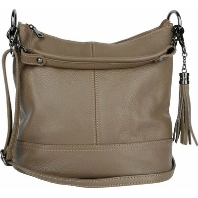 Talianske Taupe talianska kožená crossbody kabelka Anita