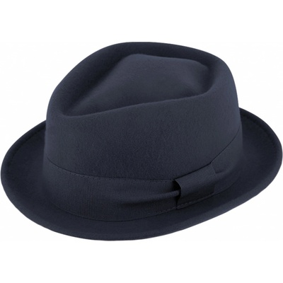 Fiebig since 1903 Trilby klobouk vlněný modrý s modrou stuhou Diamond Woolfelt