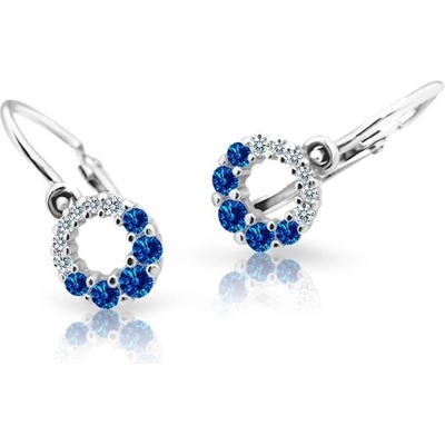Danfil dětské náušnice C2154 z bílého zlata s kamínky Dark Blue zapínání brizura
