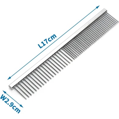 Nobleza Hrebeň z nerezovej ocele na dlhú srsť psov 17 cm