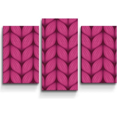 Sablio Obraz - 3-dílný Pletenie vo fuksiovej farbe - 75x50 cm