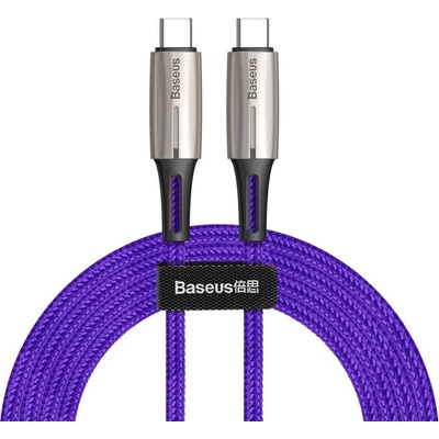 Baseus Кабел с въжена оплетка за устройства с USB-C порт (200 см) - Baseus Water Drop USB-C to USB-C Cable PD 2.0 60W (CATSD-K05) (лилав) (CATSD-K05)