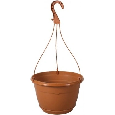 Kvetník závesný TEKU s podmiskou plastový terakota O 25x15,5cm