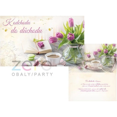 Přání s textem k odchodu do důchodů + obálka - tulipány