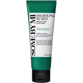 Some By Mi AHA BHA PHA 30 Days Miracle Acne Clear Foam - Нежна почистваща пяна с киселини, 100мл