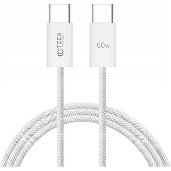 Tech-Protect Кабел с въжена оплетка и бързо зареждане за устройства с USB-C порт (200 см) - Tech-Protect Ultraboost Classic USB-C to USB-C Cable 60W (бял) (THP2403)