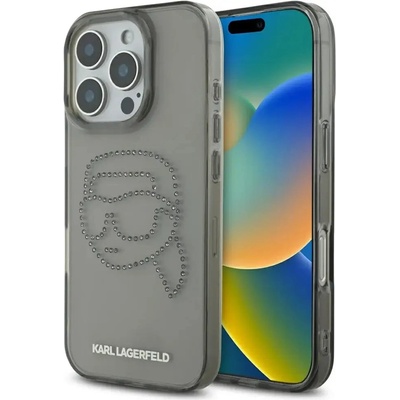 KARL LAGERFELD IML Rhinestones Karl Head Case за iPhone 16 Pro черен (3666339352189)