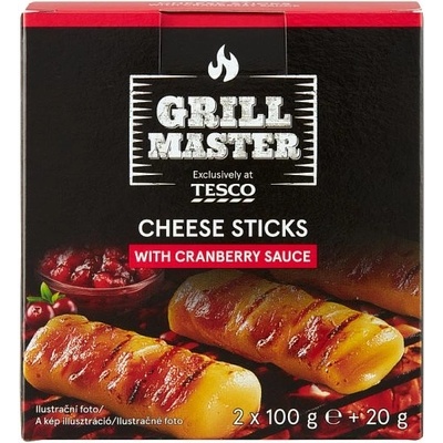 Tesco Grill Master Syrové tyčinky s brusnicovou omáčkou 2 x 100 g