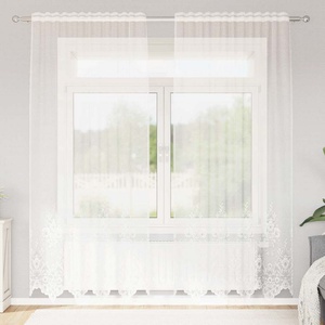 vidaXL Перде от дантела Бяло 240 x 150 cm Полиестер (4107873)