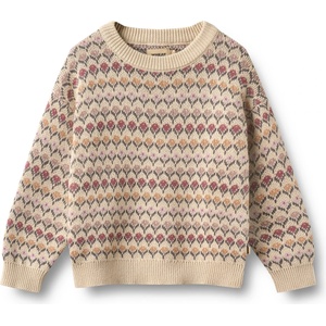 WHEAT Детски вълнен пуловер WHEAT Kid's Jacquard Pullover Harlow Jumper - Offwhite - размер 122 (EU) (704-6240-0115)