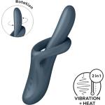 Satisfyer Heat Flex 4 - загряващ вибратор с клиторен накрайник (сив)