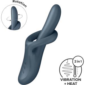 Satisfyer Heat Flex 4 - загряващ вибратор с клиторен накрайник (сив)