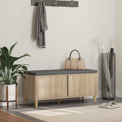 vidaXL Пейка за коридор с възглавница Сонома дъб 100 x 38 x 46 см (891538)