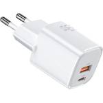 Xmart Бързо Зарядно устройство Xmart Nano Series 1 x Type-C и 1 x USB, GaN, 33W, Бяло (17934)