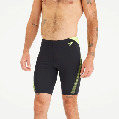Speedo jammer pánske boxerkové plavky dlhé čierno-žlté
