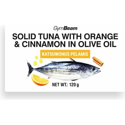 GymBeam Tuniak v olivovom oleji s pomarančom a škoricou 120 g