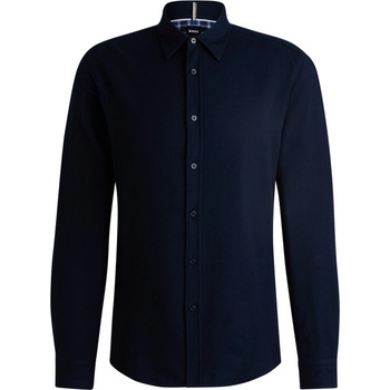 HUGO BOSS Риза Boss Men's C-Roan-Kent-C-244 Black Long Sleeve Plain Shirt - Dark Blue 404