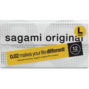 Sagami 12 бр. Ултра тънки големи презервативи Sagami Large 0.02 мм