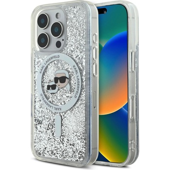 KARL LAGERFELD Калъф Karl Lagerfeld Liquid Glitter Karl and Choupette Heads MagSafe iPhone 16 Pro Max (KLHMP16XLGKCSGH)