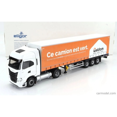 Eligor Iveco fiat S-way Np Truck Telonato Weldom Transports 2021 Bílá Oranžová 1:43