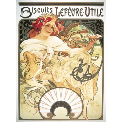 Pohled Alfons Mucha – Biscuits, krátký – Zboží Dáma