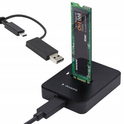 Докинг станция за M. 2 NVMe SSD Gembird DD-U3M2, (2230/2242/2260/2280/22110), USB-C/A, 1 слот, черна (DD-U3M2)