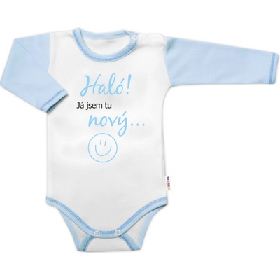 Body dlhý rukáv s vtipným textom Baby Nellys Haló! Ja jsem tu nový chalan