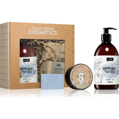 LaQ Goat From Poznaň luxusné tuhé mydlo 85 g + maslo pre výživu a hydratáciu 50 ml + osviežujúci sprchový gél 8 v 1 500 ml