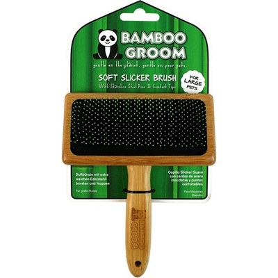Alcott Bamboo Groom Soft Slicker Brush L with Stainless Steel & Comfort Pins M бамбукова четка с ъглови метални бодлички за всеки тип козина