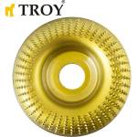TROY Диск за дърво - за ъглошлайф / Диск за шлайфане на дърво / Troy 25070 / 100 мм - овал - тороид (T 25070)