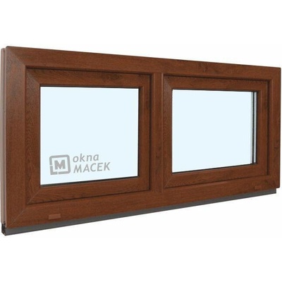 KÖMMERLING Plastové okno - 70 AD, 1200x500 mm, S/S, ořech čiré, ořech/bílá