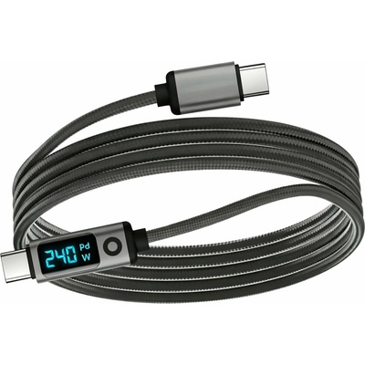 Mobile Origin MO-LDU-CB18 s displejom USB-C na USB-C CB18 240W 80 Gb/s 1,5m sivý