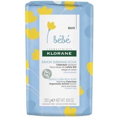 KLORANE Подхранващ сапун за лице и тяло, Klorane Gentle Ultra-rich Soap Soothing Calendula Baby Mild Hyperlipid Face & Body Soap for Normal Skin 250gr