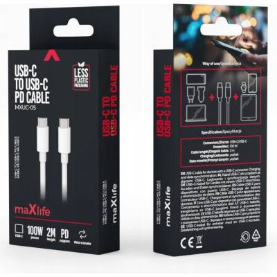 Maxlife MXUC-05 USB-C - UCB-C 20W, 2m, bílý