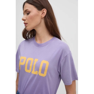 Памучна тениска Polo Ralph Lauren в лилаво 211941181 (211941181)