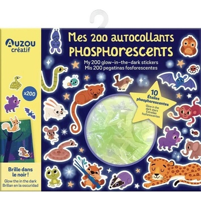 Auzou znovupoužiteľné svietiace samolepky zvieratká 200 ks
