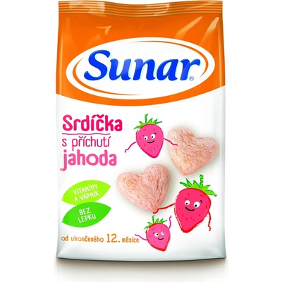 SUNÁREK Dětský snack jahodová srdíčka 50 g – Zboží Dáma