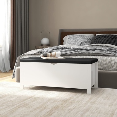 VidaXL Úložný box s poduškou bílá 105 x 40 x 45 cm kompozitní dřevo