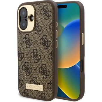 GUESS Калъф Guess 4G Logo Plate MagSafe iPhone 16 Plus - кафяв (3666339340117)