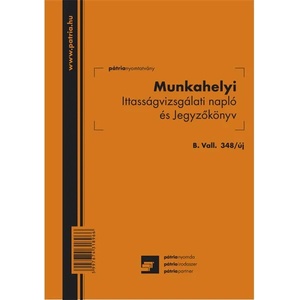  Формуляр b. vall. 348/uj a5 "Дневник и запис на теста за пияност на работното място (b.vall.348/uj)