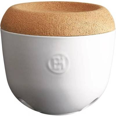 Emile henry (Франция) Керамичен канистър за чесън emile henry garlic pot с капак - Ø14, 5 см - цвят бял (eh 8763-10)