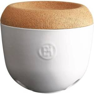 Emile henry (Франция) Керамичен канистър за чесън emile henry garlic pot с капак - Ø14, 5 см - цвят бял (eh 8763-10)