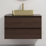 Bath Deluxe Шкаф за баня с мивка TRONDHEIM/LJORDAL 90 x 57 x 46 см, орех/месинг (SETBT0153F)