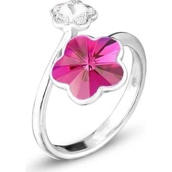 Spark prsten se Swarovski Elements růžová květinka Fuchsia 8056