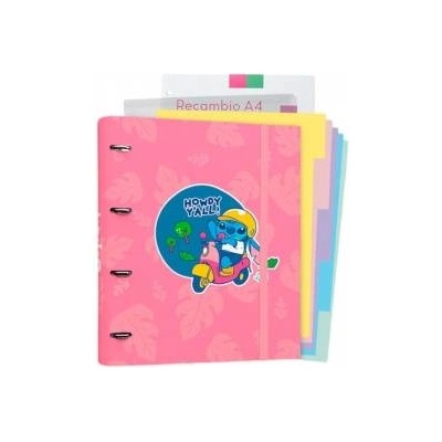 Disney Stitch Binder - A4 Binder with Sheets (4 rings, elastic band)