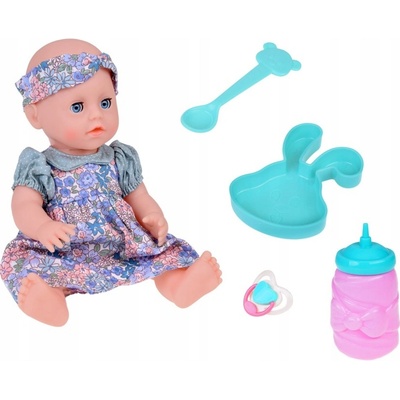 JOKO Bábika s čelenkou pije ciká + cumeľ fľaša tanier lyžička