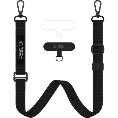 Šňůrka na krk Tech-Protect C6S Crossbody popruh na mobil 2v1 černý