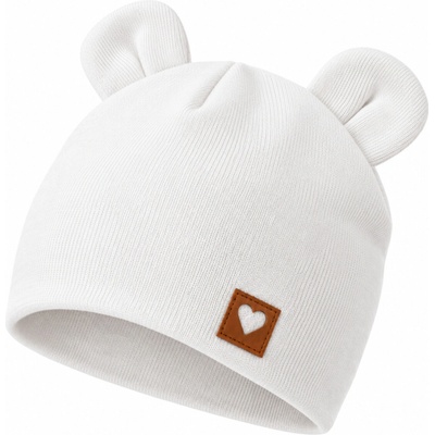 Z&Z Dvojitá bavlnená čiapočka s uškami elastická biela
